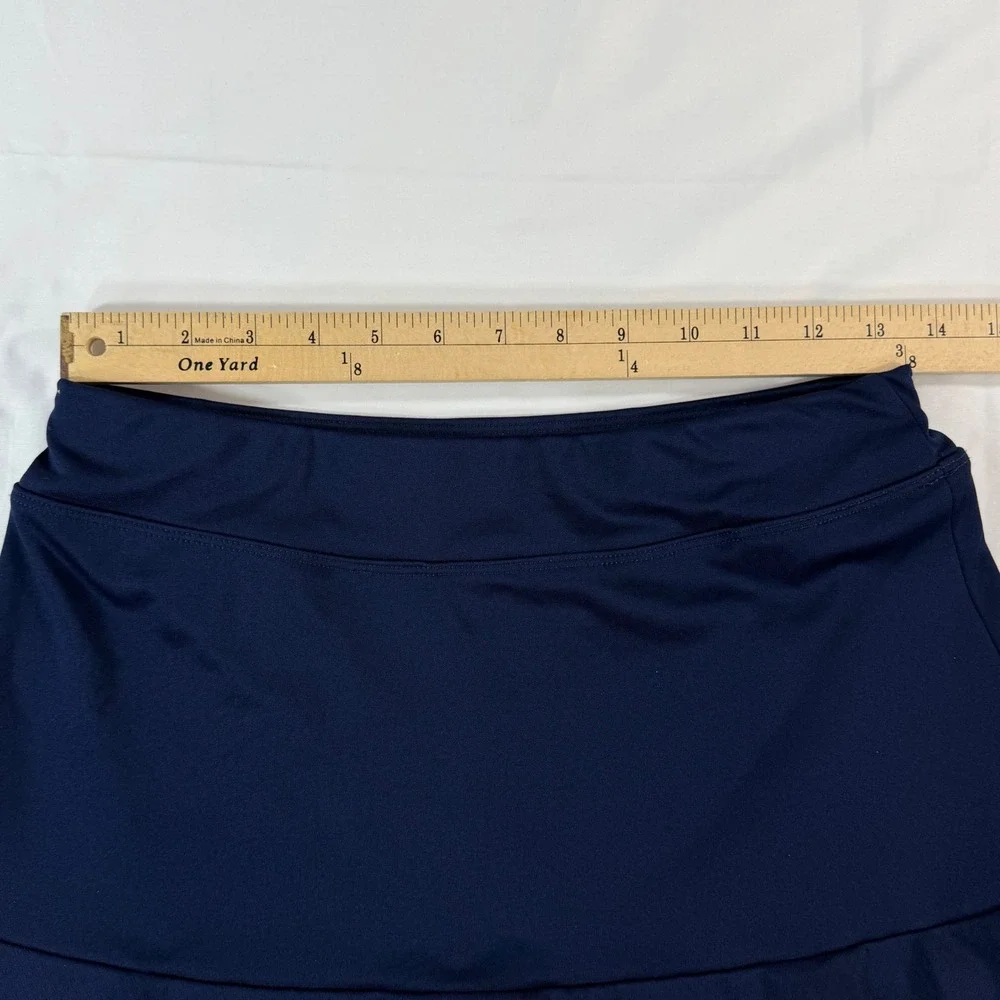 Grand Slam Performance Navy Blue Ruffle Tennis Skort Womens S Pocket Athletic